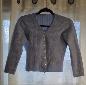 Women's V-Neck Button-Up Sweater - Light Blue
